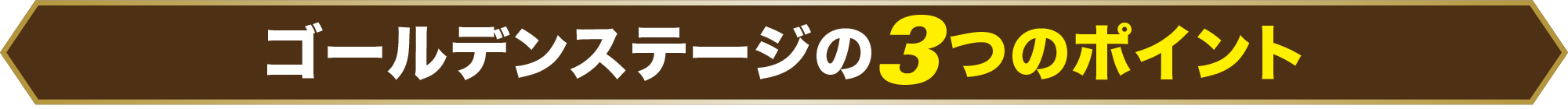ゴールデンステージの３つのポイント