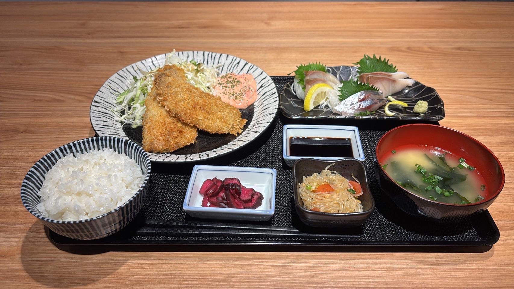 アジフライ刺身御膳